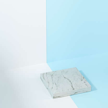 Square platform with solid color background, 3d rendering. Computer digital drawing.