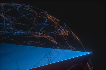 Glowing lines and creative geometries, 3d rendering. Computer digital drawing.