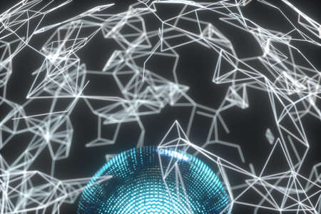 Glowing lines and creative geometries, 3d rendering. Computer digital drawing.