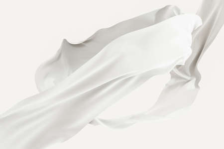 Flowing cloth, white color background, 3d rendering. Computer digital drawing.