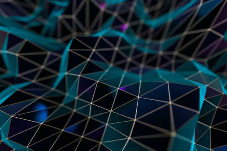 Triangle surface plane with structure lines, 3d rendering. Computer digital drawing.