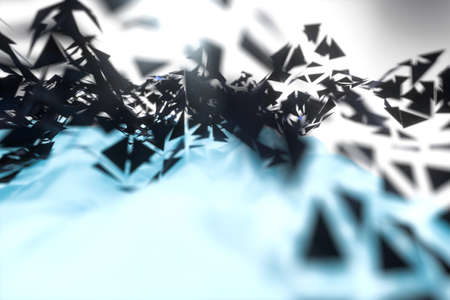 Triangle surface plane with structure lines, 3d rendering. Computer digital drawing.