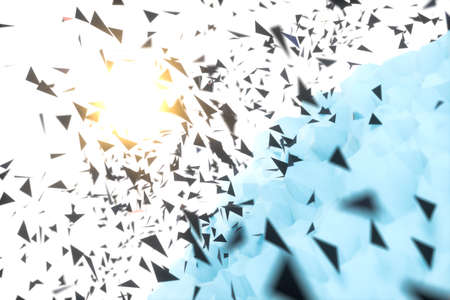 Triangle surface plane with structure lines, 3d rendering. Computer digital drawing.
