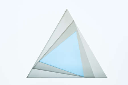 Blank and vortical paper cards with triangle shape, 3d rendering. Computer digital drawing.の写真素材