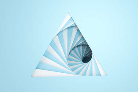 Blank and vortical paper cards with triangle shape, 3d rendering. Computer digital drawing.