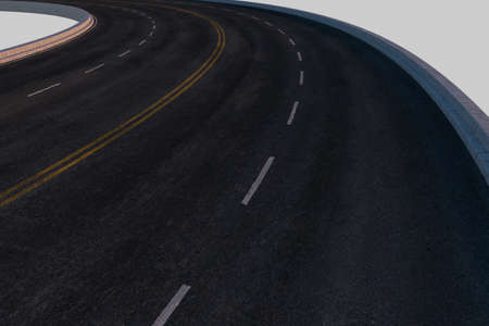 The empty asphalt road with white background, 3d rendering. Computer digital drawing.の写真素材