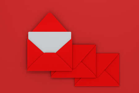 Red package with red background, festive theme, 3d rendering. Computer digital drawing.の写真素材