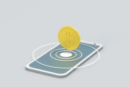Mobile with white background, smart mobile phone,3d,rendering.Computer digital drawing.の写真素材