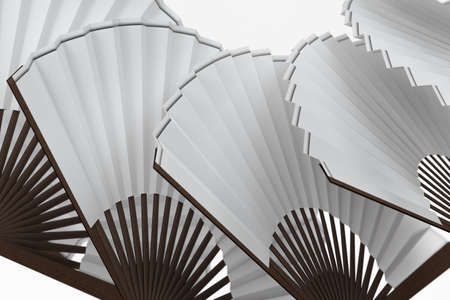 Fans with white background,chinese style decoration,3d,rendering.Computer digital drawing.の写真素材