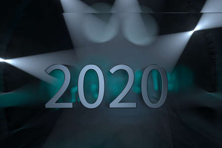 2020 new year with industrial tunnel background, 3d rendering. Computer digital drawing.