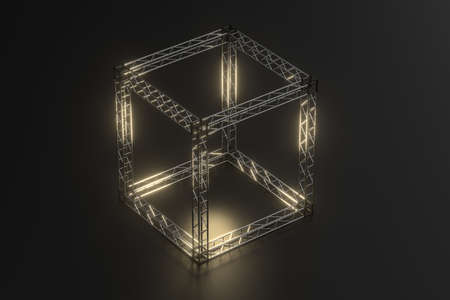Steel reinforcement with dark background, 3d rendering. Computer digital drawing.の写真素材