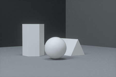 Delicate geometry with dark background, 3d rendering. Computer digital drawing.