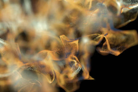 Particles moving on black background, 3d rendering. Computer digital drawing.