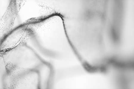 Particles moving on white background, 3d rendering. Computer digital drawing.の写真素材