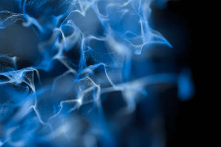 Particles moving on black background, 3d rendering. Computer digital drawing.