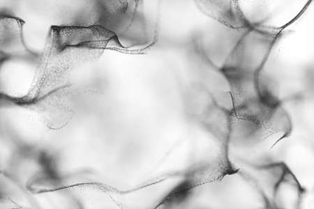 Particles moving on white background, 3d rendering. Computer digital drawing.