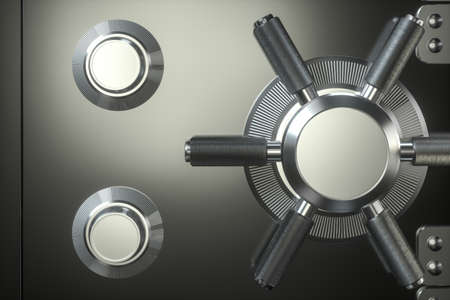 Mechanical safe with the door closed, 3d rendering.の写真素材