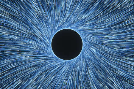 Glowing lines with round resource, power and line art, 3d rendering. Computer digital drawing.の写真素材