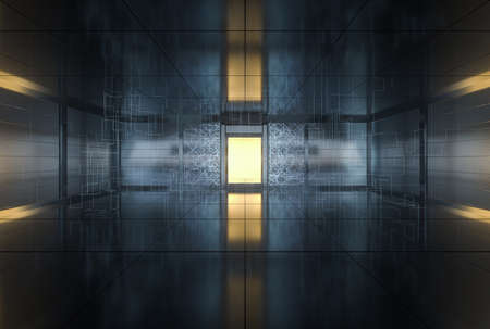 Safety gate and coded lock,abstract conception,3d rendering. Computer digital drawing.