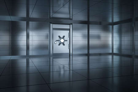 Safety gate and coded lock,abstract conception,3d rendering. Computer digital drawing.
