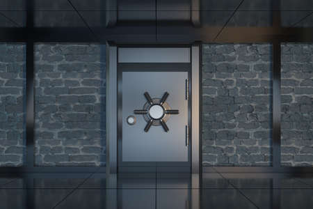 Safety gate and coded lock,abstract conception,3d rendering. Computer digital drawing.