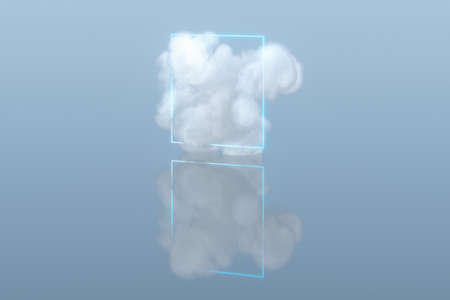 Magic surround the cloud floating on the lake,peaceful scene,3d rendering.Computer digital drawing.
