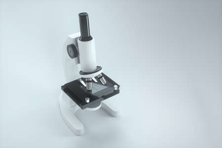 Microscope with white background,abstract conception,3d rendering. Computer digital drawing.