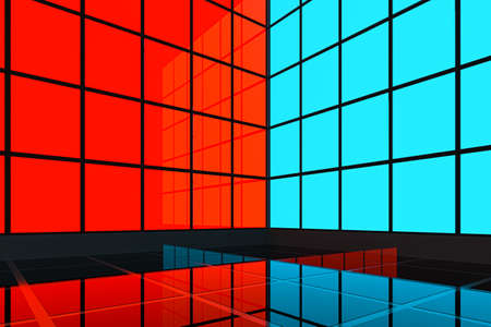 Neon glass cube  background, 3d rendering.の写真素材