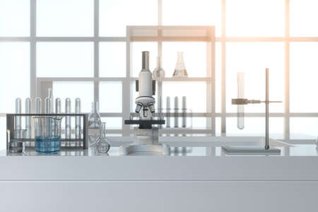 Experimental apparatus in laboratory, 3d rendering.の写真素材