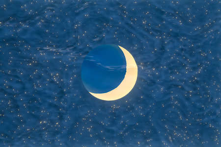 Moon and stars with dark background,abstract conception,3d rendering. Computer digital drawing.