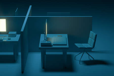 Office model with dark background,abstract conception,3d rendering. Computer digital drawing.の写真素材