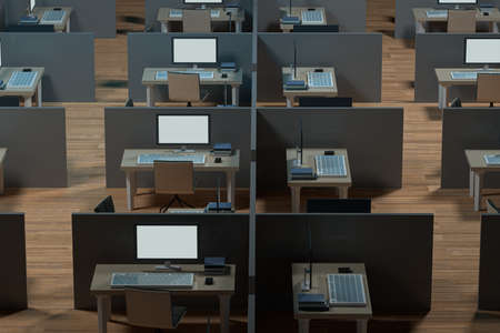 Office model with wooden floor,abstract conception,3d rendering. Computer digital drawing.の写真素材