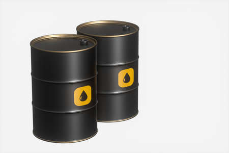 Oil barrel with white background,3d rendering. Computer digital drawing.の写真素材