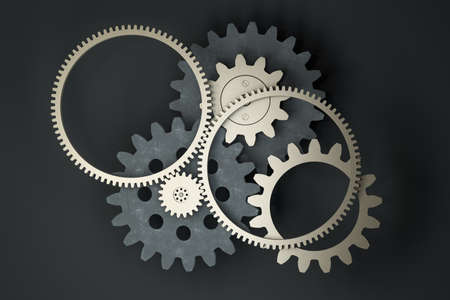 Industrial gear,mechanical structure,3d rendering. Computer digital drawing.