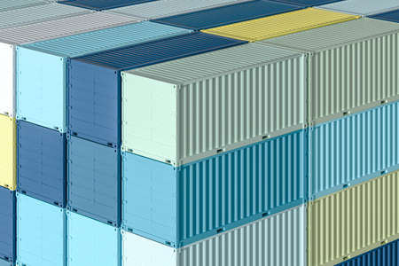 Container and weight,logistics and transmission,3d rendering. Computer digital drawing.