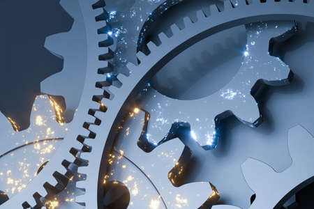 Industrial gear,mechanical structure,3d rendering. Computer digital drawing.の写真素材