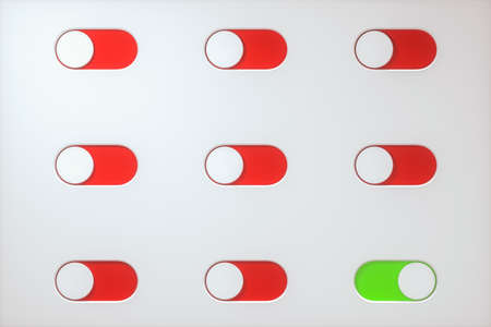 Slide switch and touch button, science and technology, 3d rendering. Computer digital drawing.