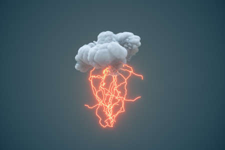 Dark clouds and lightning, weather forecast, 3d rendering. Computer digital drawing.の写真素材