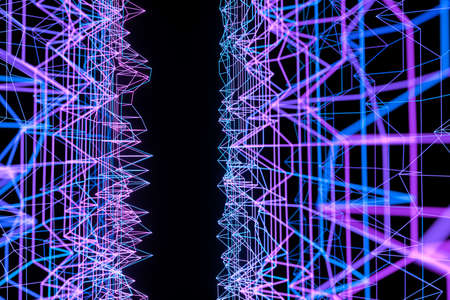 Abstract uneven background, fragments and lines, 3d rendering. Computer digital drawing.
