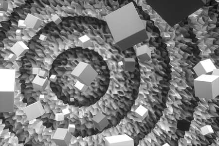 Abstract uneven background, fragments and lines, 3d rendering. Computer digital drawing.の写真素材