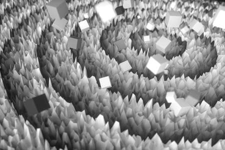 Abstract uneven background, fragments and lines, 3d rendering. Computer digital drawing.の写真素材