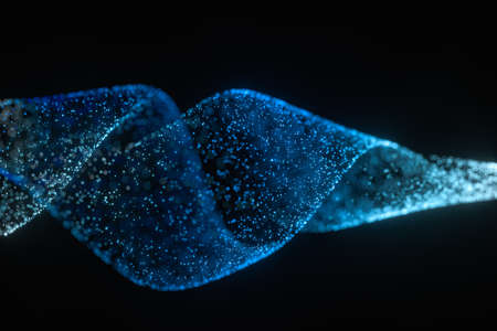 Blue glowing particles, abstract background, 3d rendering. Computer digital drawing.の写真素材