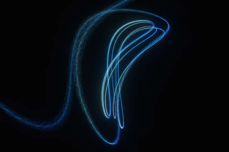 Blue glowing particles, abstract background, 3d rendering. Computer digital drawing.