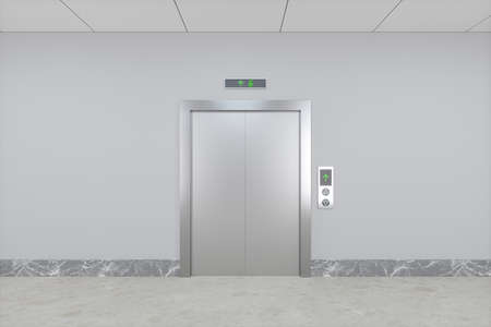 The elevator in the corridor, 3d rendering. Computer digital drawing.