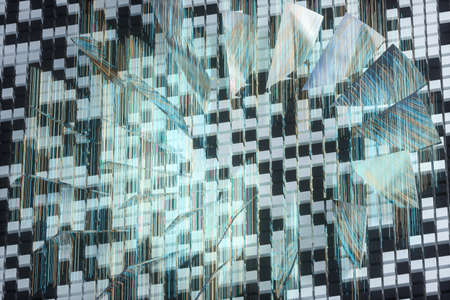 Abstract glowing lines with dense cube background, 3d rendering. Computer digital drawing.の写真素材