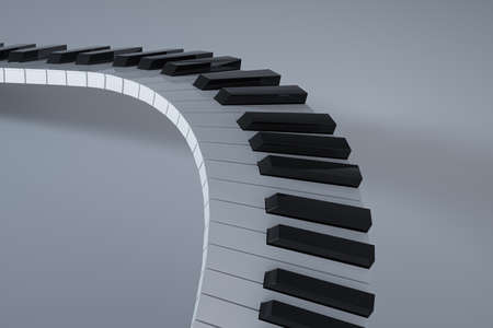 Piano keyboard on white background, 3d rendering. Computer digital drawing.の写真素材