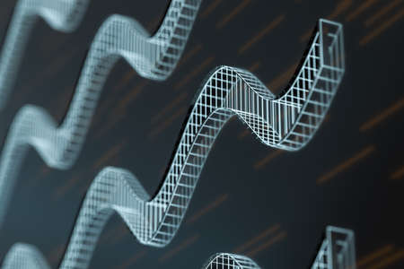 Abstract curve lines with dark background, 3d rendering. Computer digital drawing.