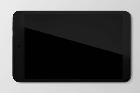 Empty tablet computer screen on white background, 3d rendering. Computer digital drawing.の写真素材