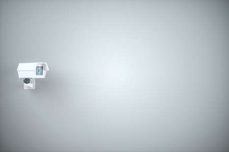 White monitor on the wall, 3d rendering. Computer digital drawing.の写真素材