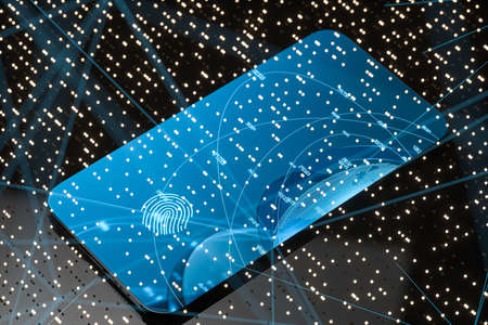 Fingerprint identification concept, technological background, 3d rendering. Computer digital...